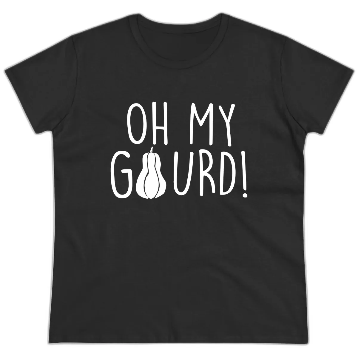 Oh My Gourd Thanksgiving Pun Design Ladies Tee in Black